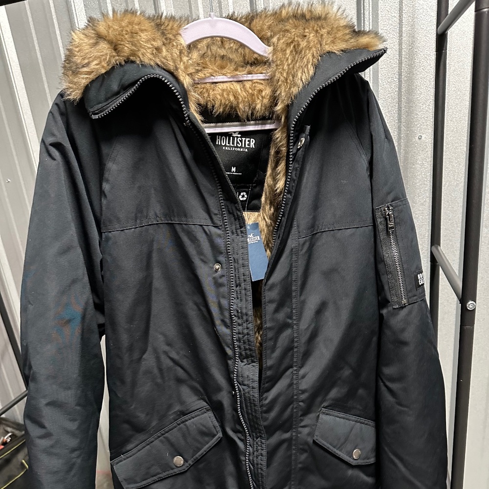 NWT NEW HOLLISTER Faux-Fur-Lined Parka Jacket Men's Size M Medium